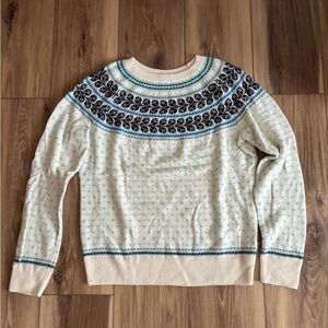 Talbots Cream and Blue Nordic Sweater